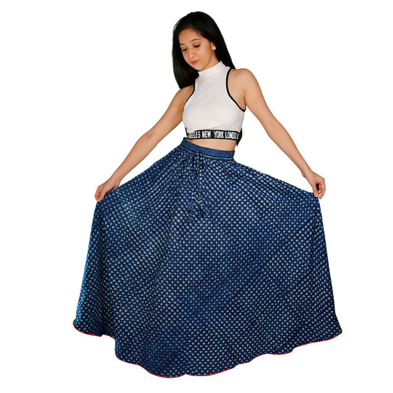 Buy online Indigo Printed Long Skirt from Skirts, tapered pants & Palazzos  for Women by Geroo Jaipur for ₹1149 at 62% off | 2024 Limeroad.com