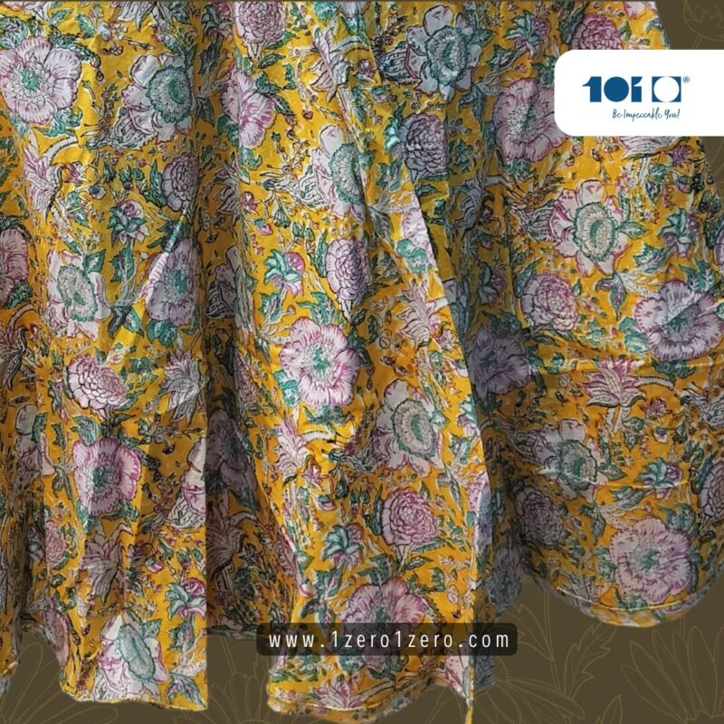 Elegant yellow Paisley Flared Cotton Frock - Image 4