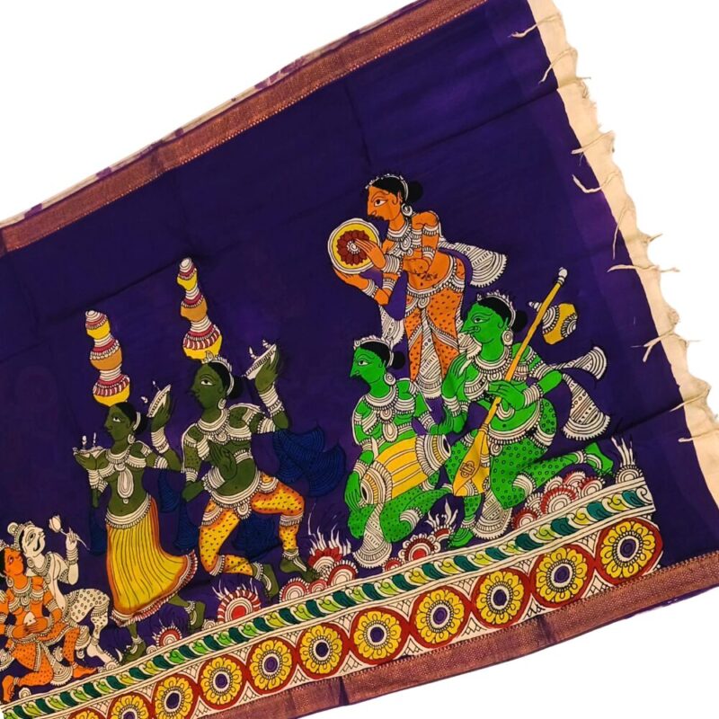 Blue Pen Kalamkari Dupatta
