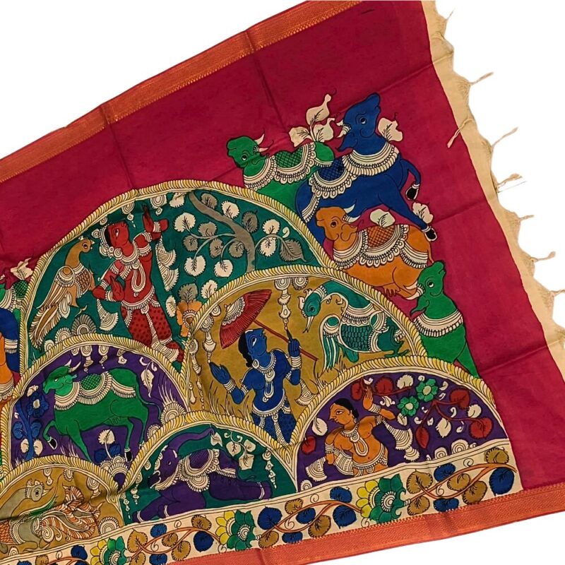 Pink Kalamkari Dupatta
