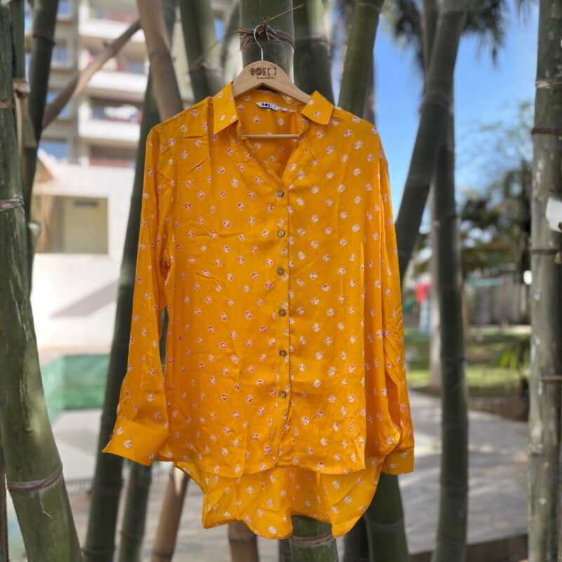Bandhej Silk Shirt Yellow
