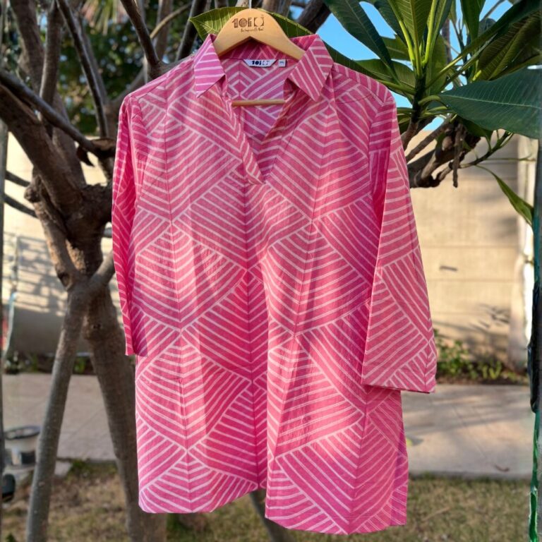 Pink Shibori Cotton Kurta