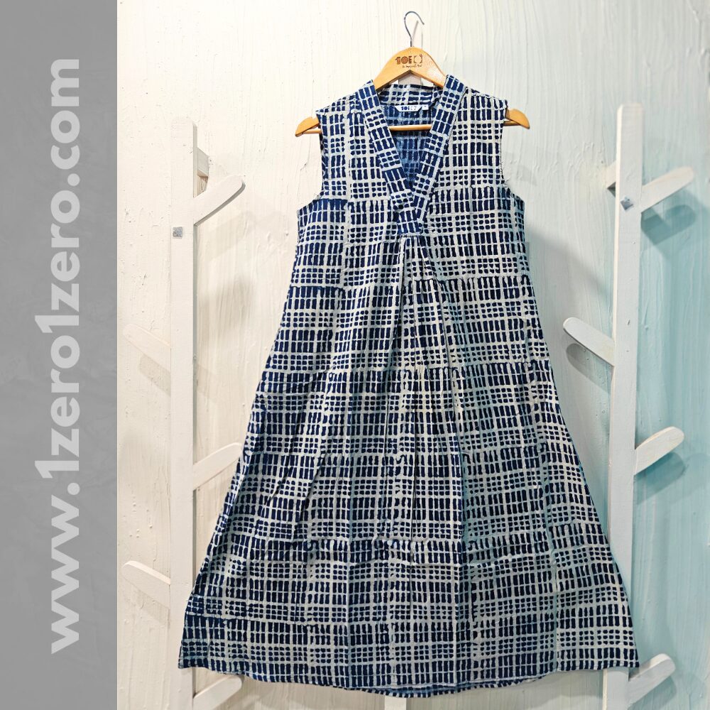 Indigo Cotton Frock - Image 2