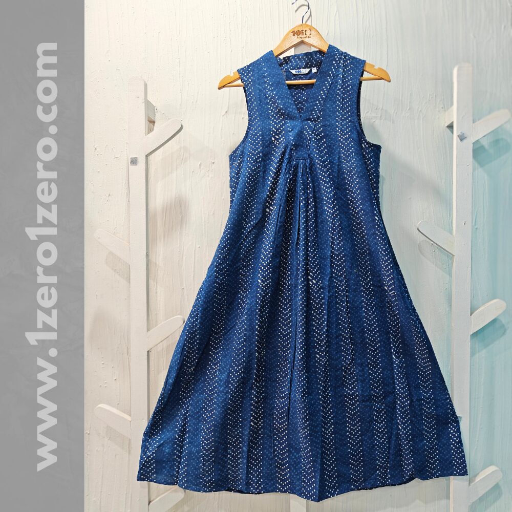 Indigo cotton Frock - Image 2