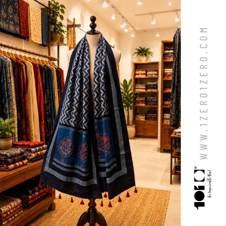Ajrakh Stole In Indigo