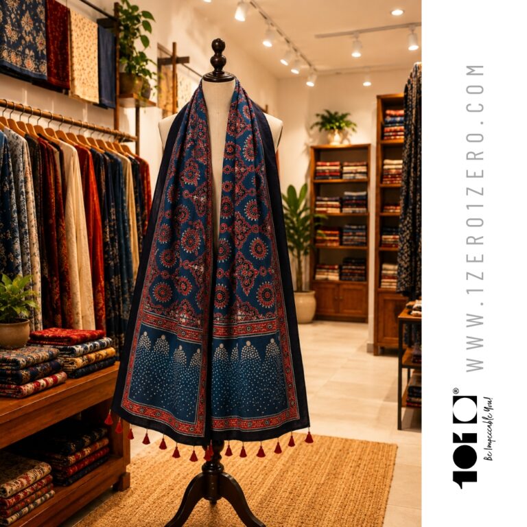 Ajrakh Stole In Indigo